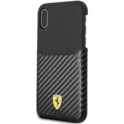 Чехол Ferrari SF Carbon with Card Slot Hard для iPhone XS, black
